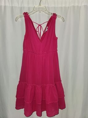 Charlotte Russe Fuchsia V-Neck Tiered Midi Dress Size S #wedding  #feminine